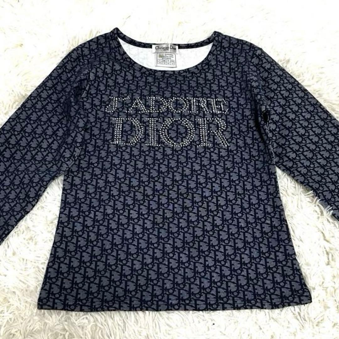 美品　dior トロッター　長袖　ロングtシャツ　ネイビー　コットン