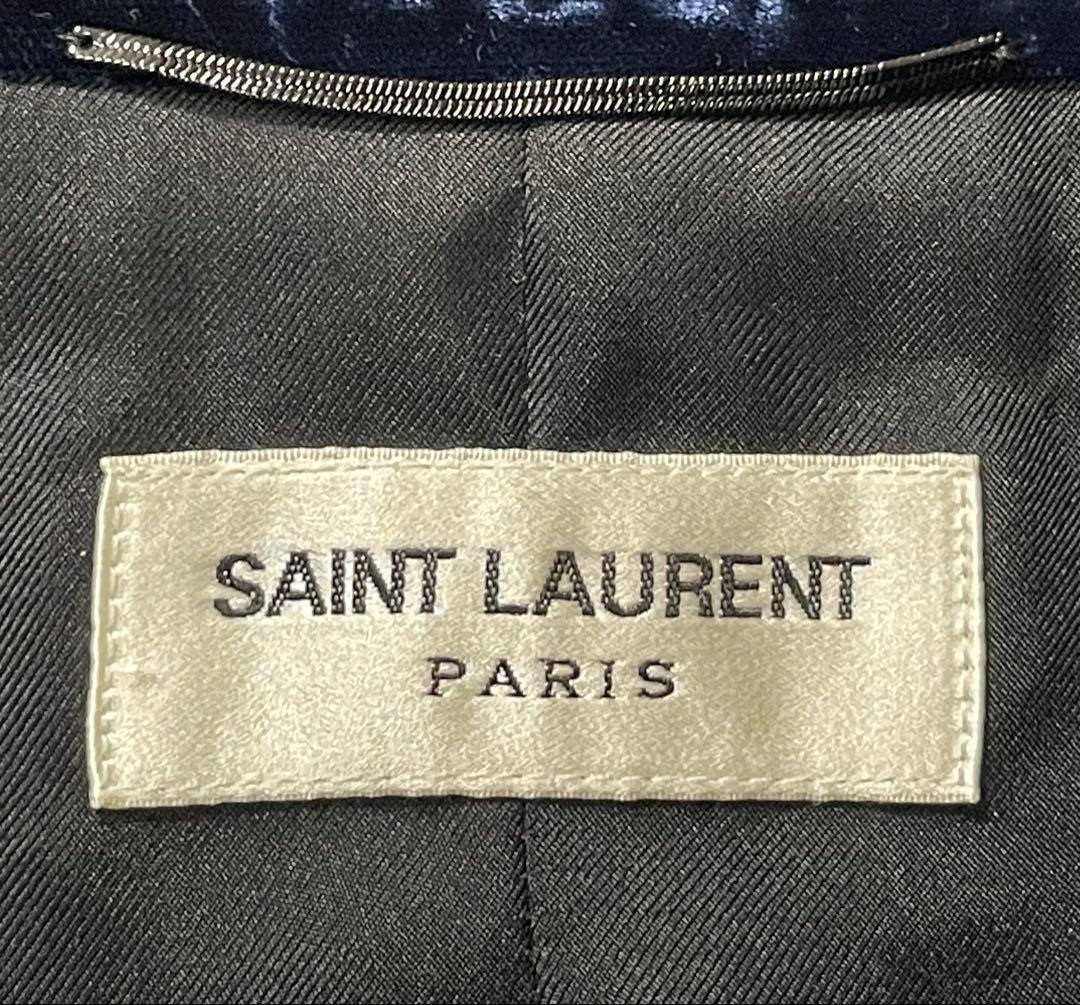SAINT LAURENT PARIS ネイビーベルベット テーラードジャケット