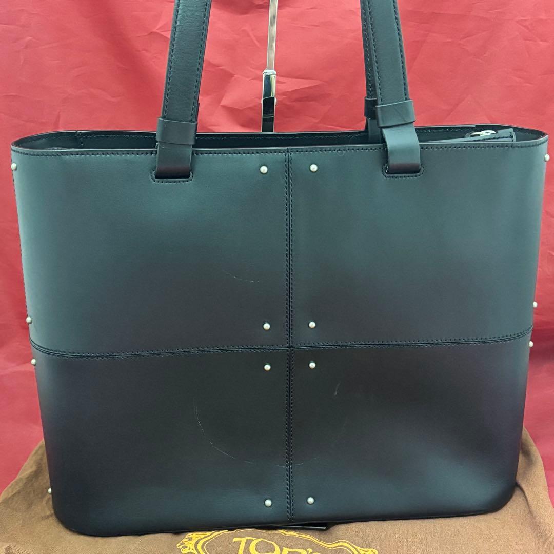 TOD'S☆ブラックレザー ビジネストートバッグ