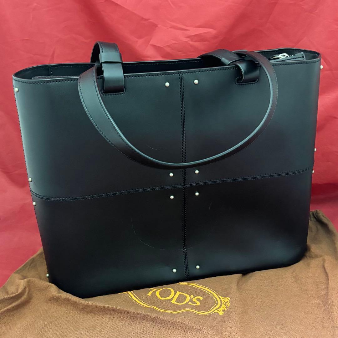 TOD'S☆ブラックレザー ビジネストートバッグ