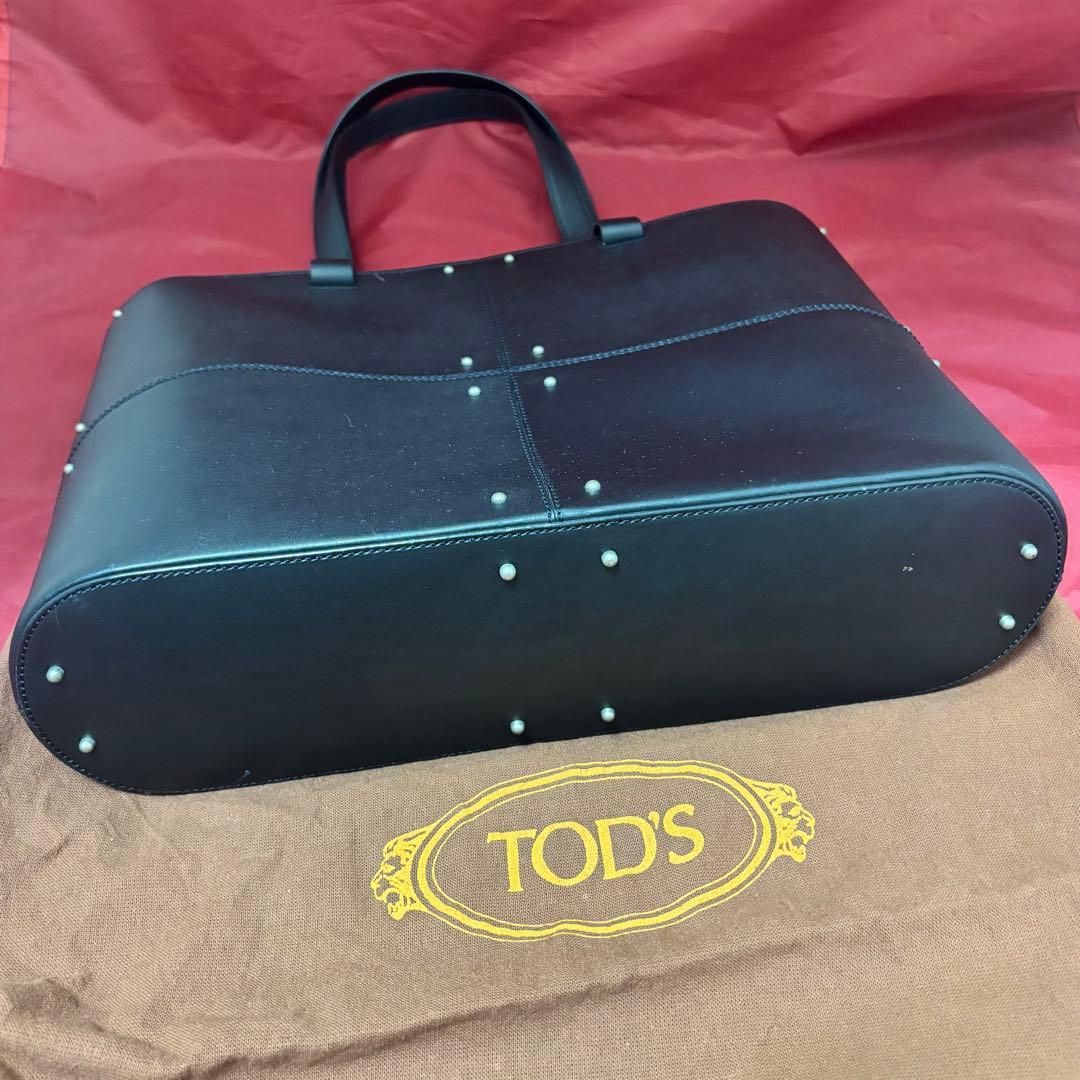 TOD'S☆ブラックレザー ビジネストートバッグ