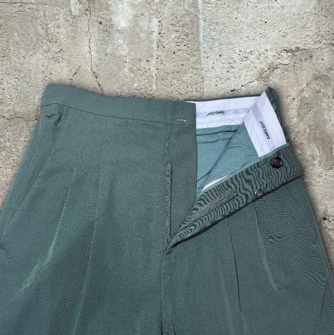 AMBUSH ヘムカットオフ スラックス パンツ カーキ レイヤード