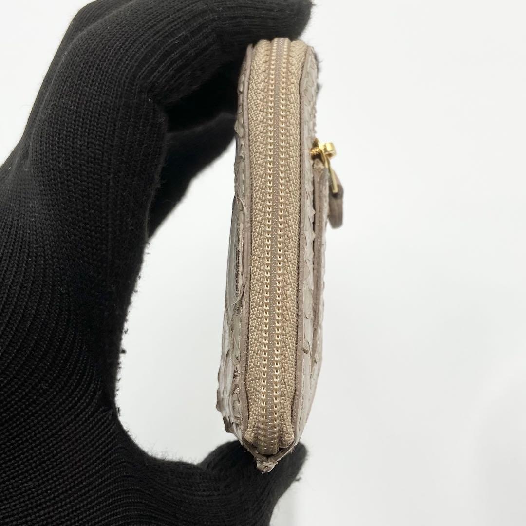 未使用級　アタオ　長財布　スリモ　パイソン　箔　レザー　ロゼ