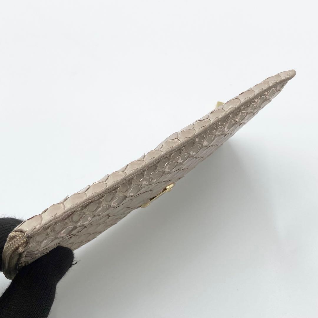 未使用級　アタオ　長財布　スリモ　パイソン　箔　レザー　ロゼ