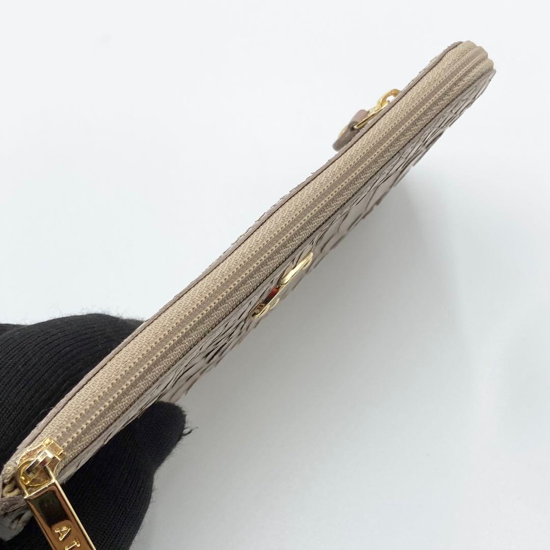 未使用級　アタオ　長財布　スリモ　パイソン　箔　レザー　ロゼ