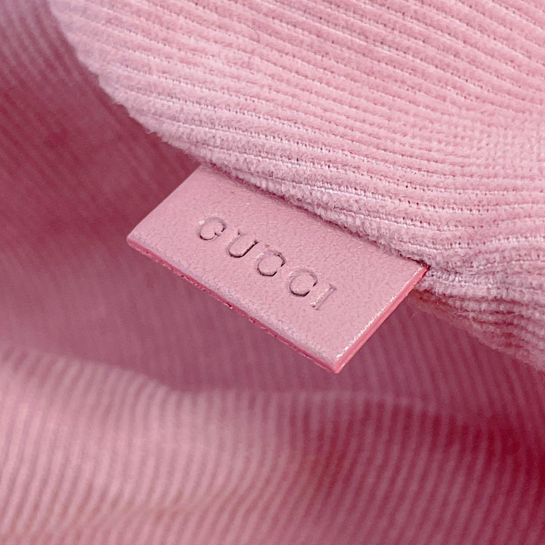 GUCCI グッチ　コーデュロイ　胸元フリル　膝丈長袖ワンピース　ピンク　36