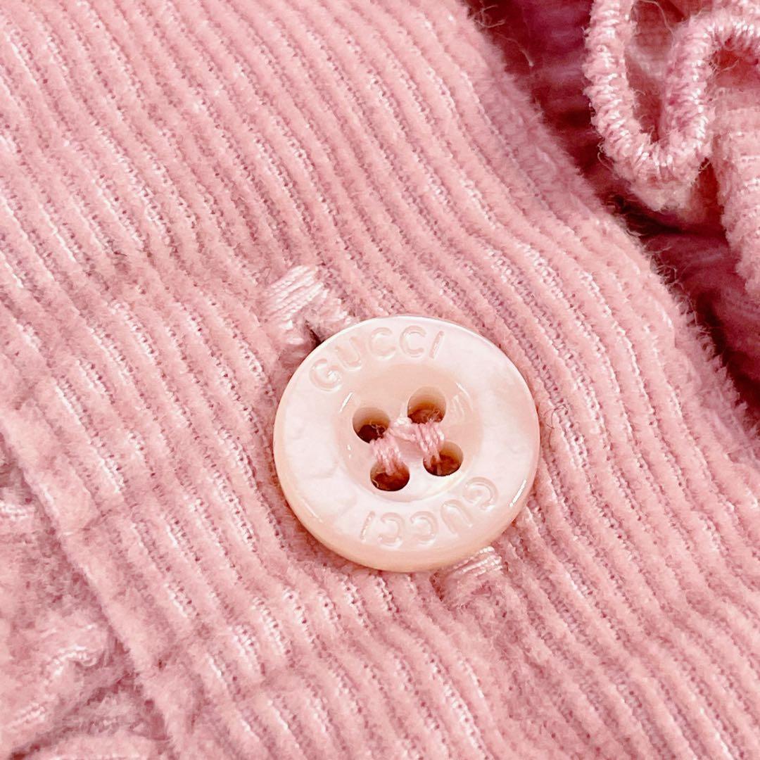 GUCCI グッチ　コーデュロイ　胸元フリル　膝丈長袖ワンピース　ピンク　36