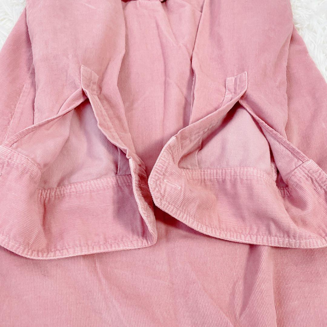 GUCCI グッチ　コーデュロイ　胸元フリル　膝丈長袖ワンピース　ピンク　36