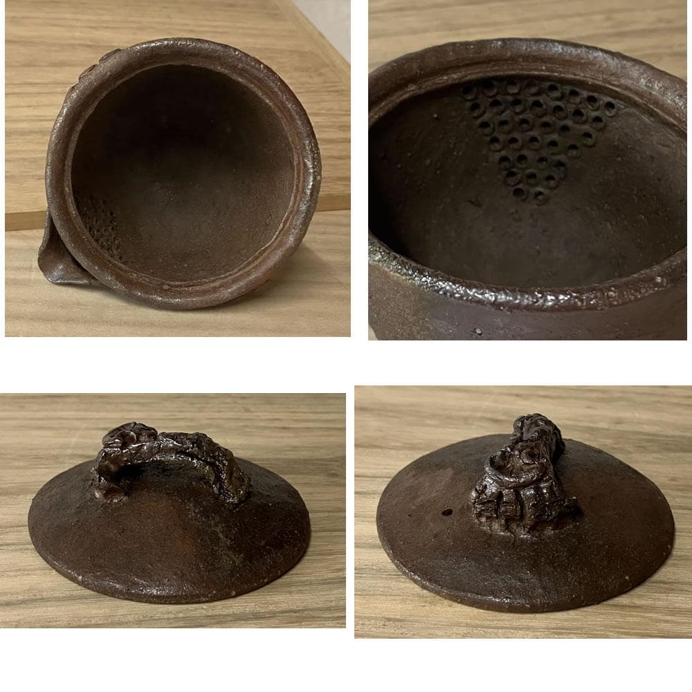 y043 森風来 備前焼 宝瓶 霊芝摘み 合わせ箱 急須 茶道具