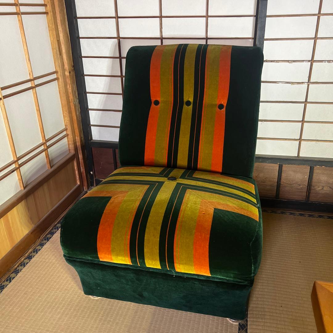 レトロ　モケット　1人掛けソファ