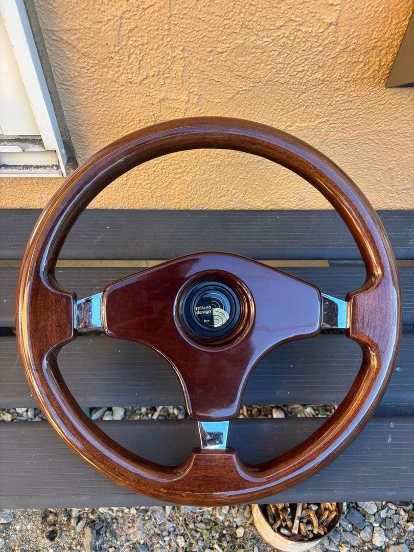 milano design ウッドステアリング ボス付き 35Φ 木目 レトロ