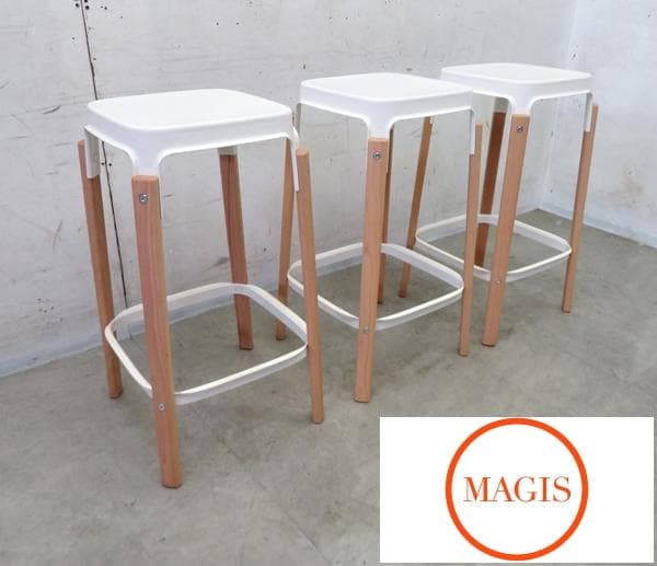 展示品■Magis/マジス■スチールウッドスツール■3脚セット■26万円■