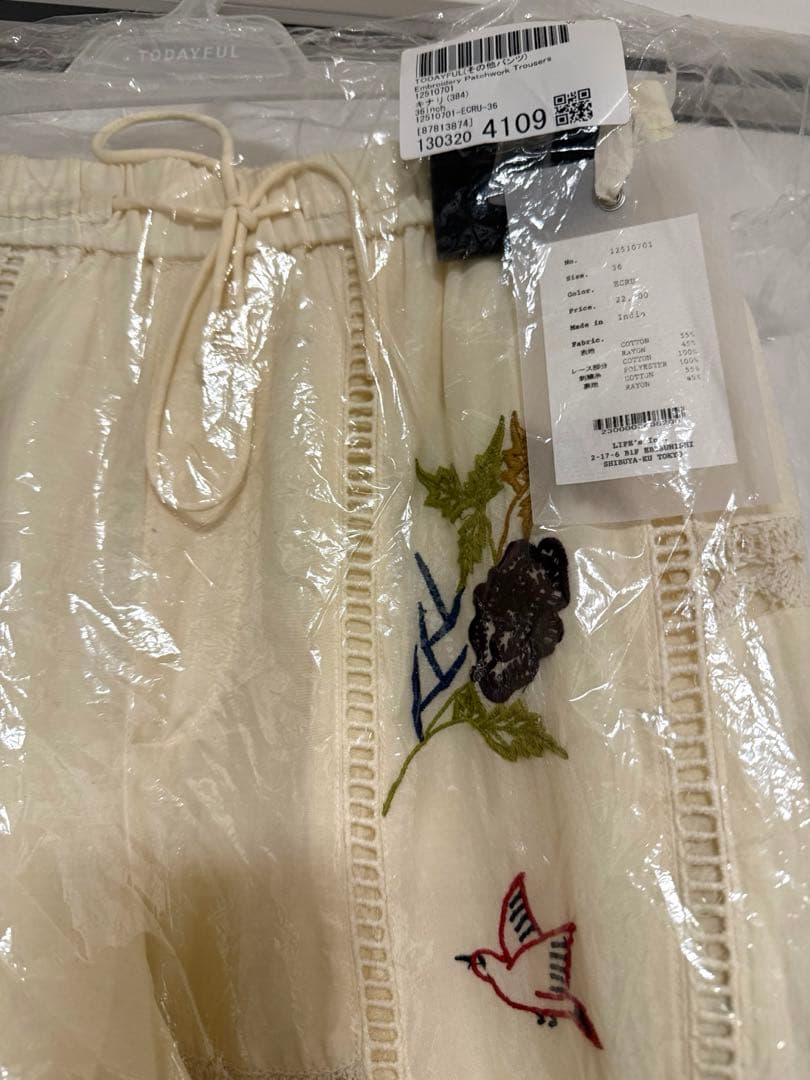 新品TODAYFUL Embroidery Patchwork Trousers