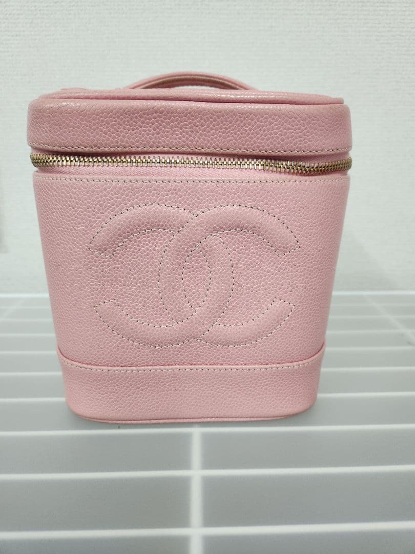シャネル　キャビア　バニティバッグ　ピンク　コスメ　ハンド