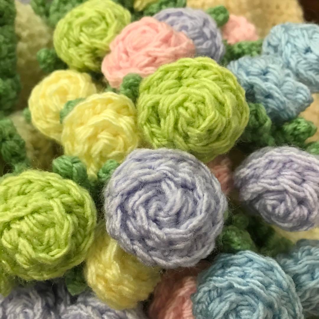 ブーケブランケット　花束ブランケット　薔薇　バラ　編み物　かぎ針編み