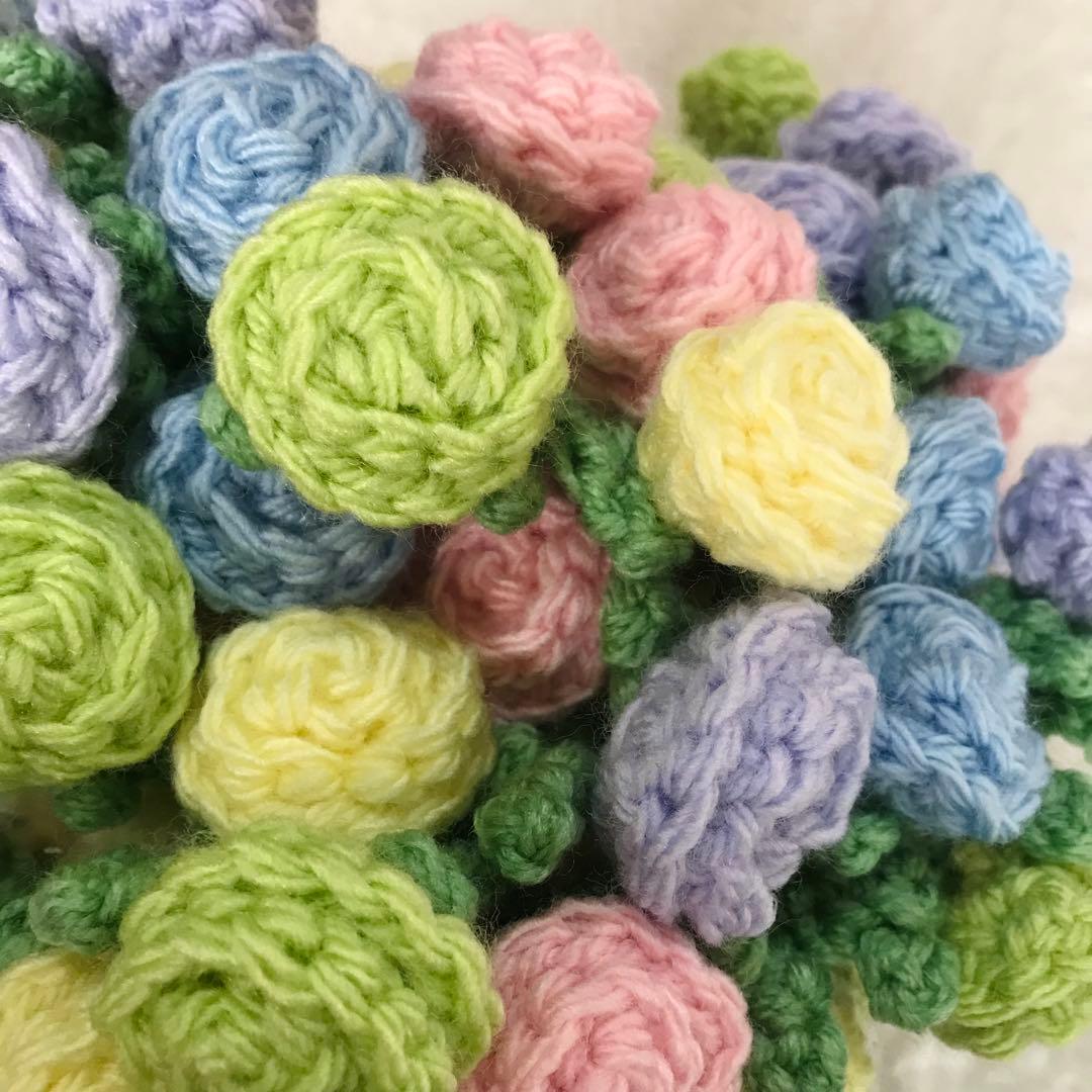 ブーケブランケット　花束ブランケット　薔薇　バラ　編み物　かぎ針編み