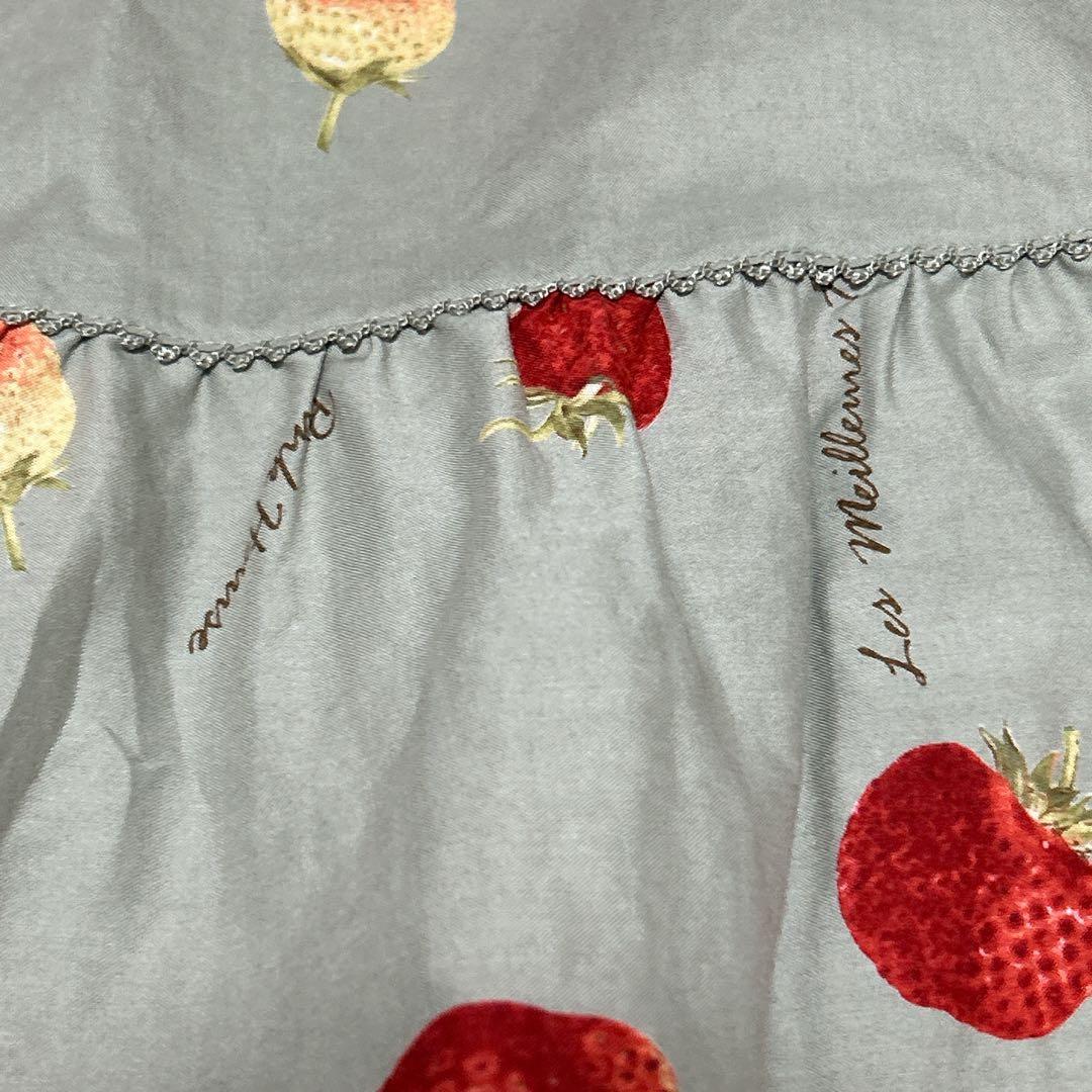 ピンクハウス 大人気の苺プリント ローンチュニック グレー いちご イチゴＰ38