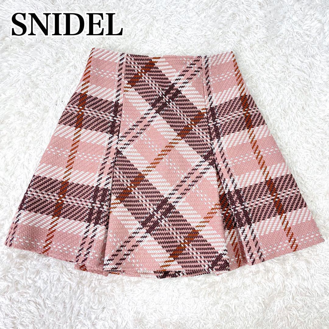 美品✨SNIDEL 2024 ロービングチェックミニスカート　PNK Mサイズ