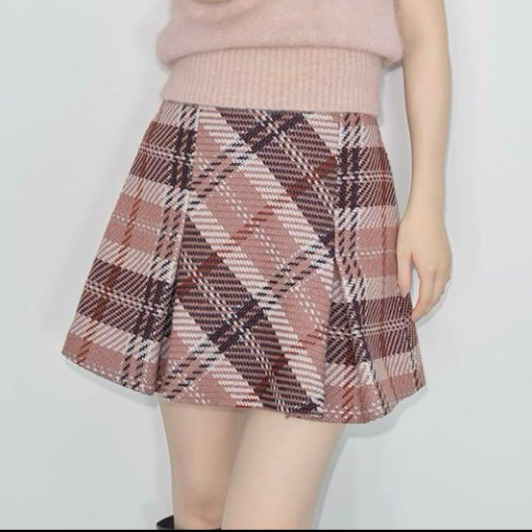美品✨SNIDEL 2024 ロービングチェックミニスカート　PNK Mサイズ