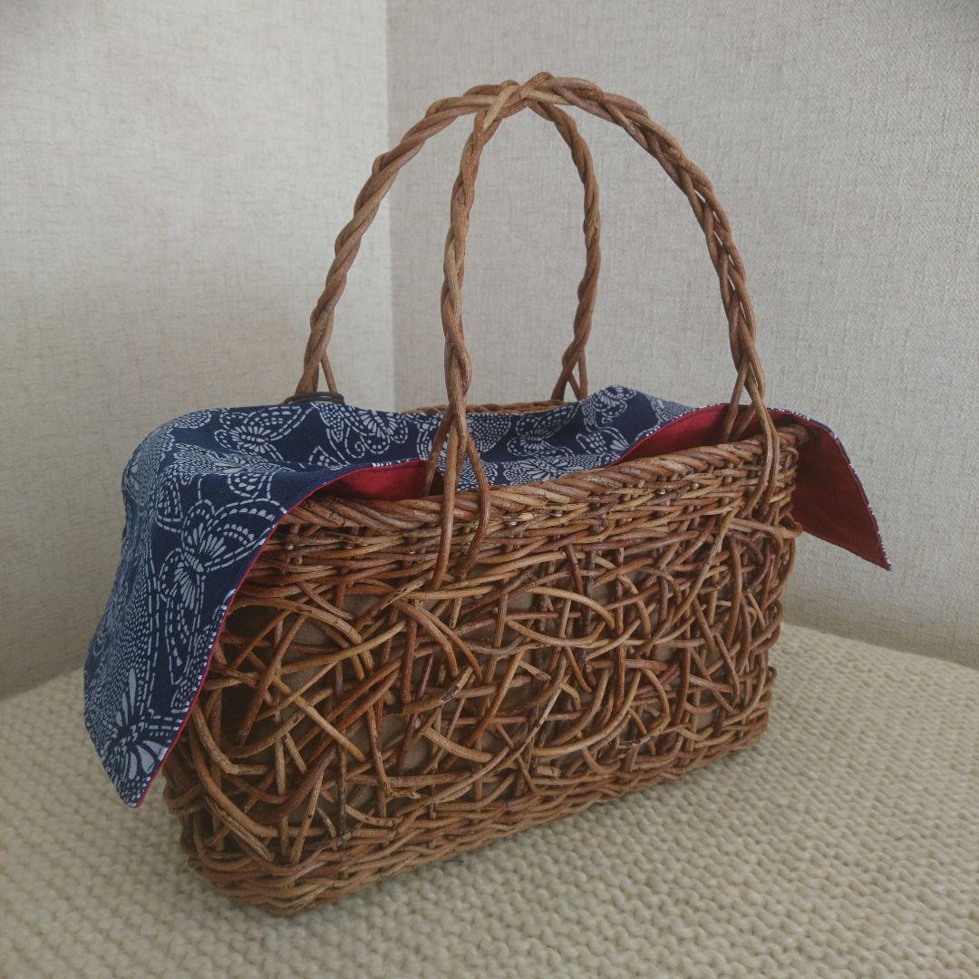 あけびかごバッグ チャーム カバー付き ハンドメイド