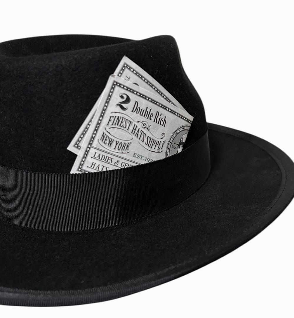 極美品☆Mr.FATMAN TWO DOLLAR 中折れハット L 黒