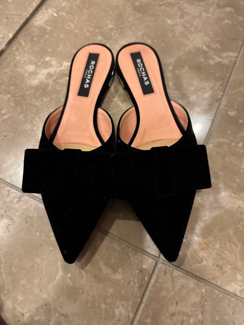 ROCHAS リボンベロアミュール　37