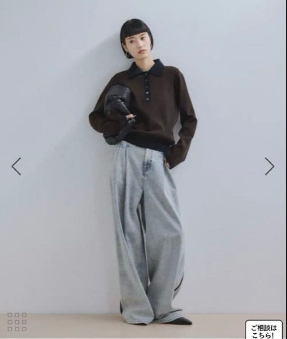 ADAM ET ROPÉ FEMMEサステナブルバイカラーポロニットプルオーバー