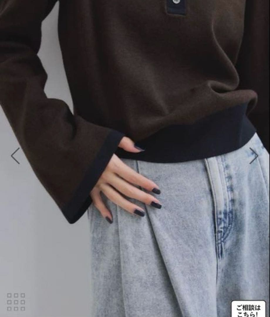 ADAM ET ROPÉ FEMMEサステナブルバイカラーポロニットプルオーバー