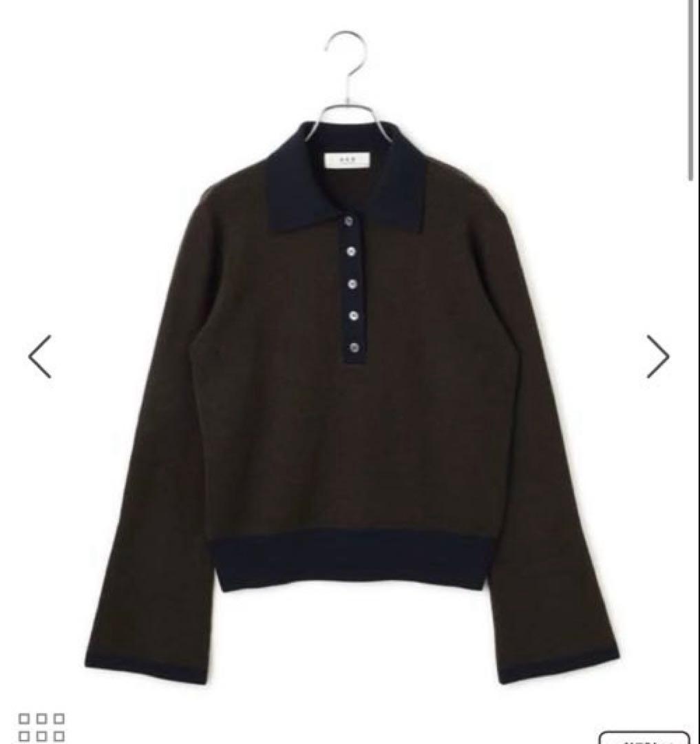 ADAM ET ROPÉ FEMMEサステナブルバイカラーポロニットプルオーバー