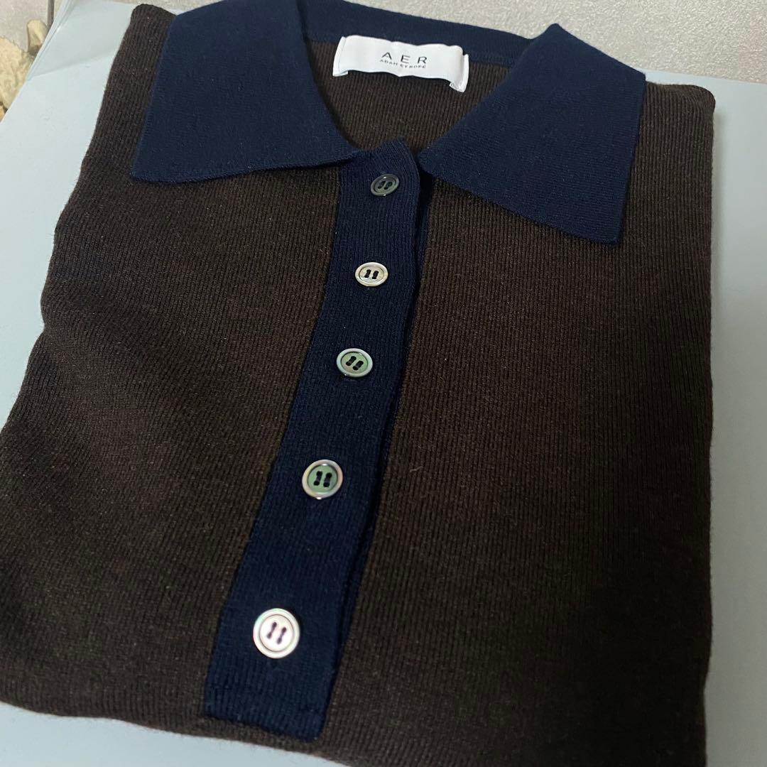 ADAM ET ROPÉ FEMMEサステナブルバイカラーポロニットプルオーバー