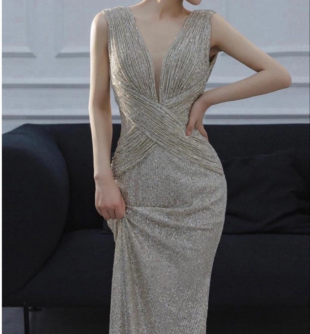 フィッシュテールスパンコールドレスD1272