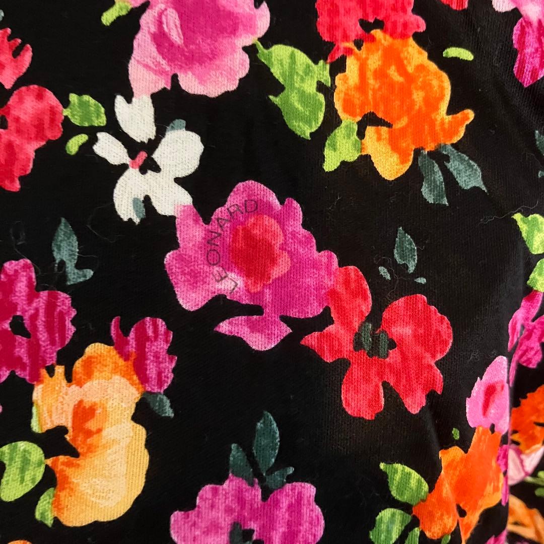 【美品】LEONARD ハイネック半袖コットンシャツL