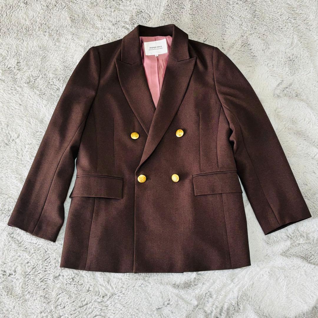 【新品】W釦テーラードジャケット コゲ茶 S Arpege story