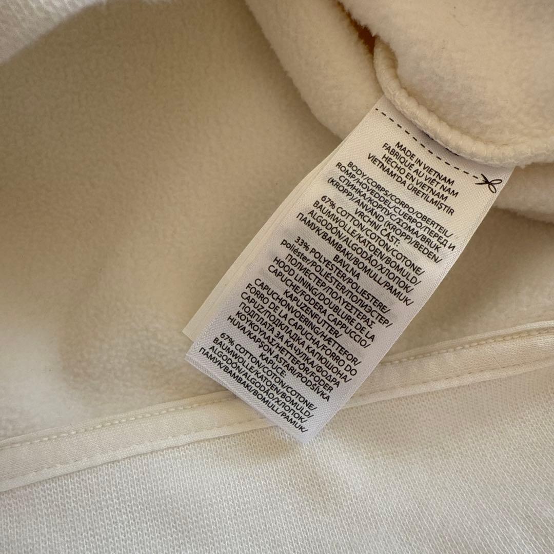 ホワイト パーカー フード付き ポロ刺繍