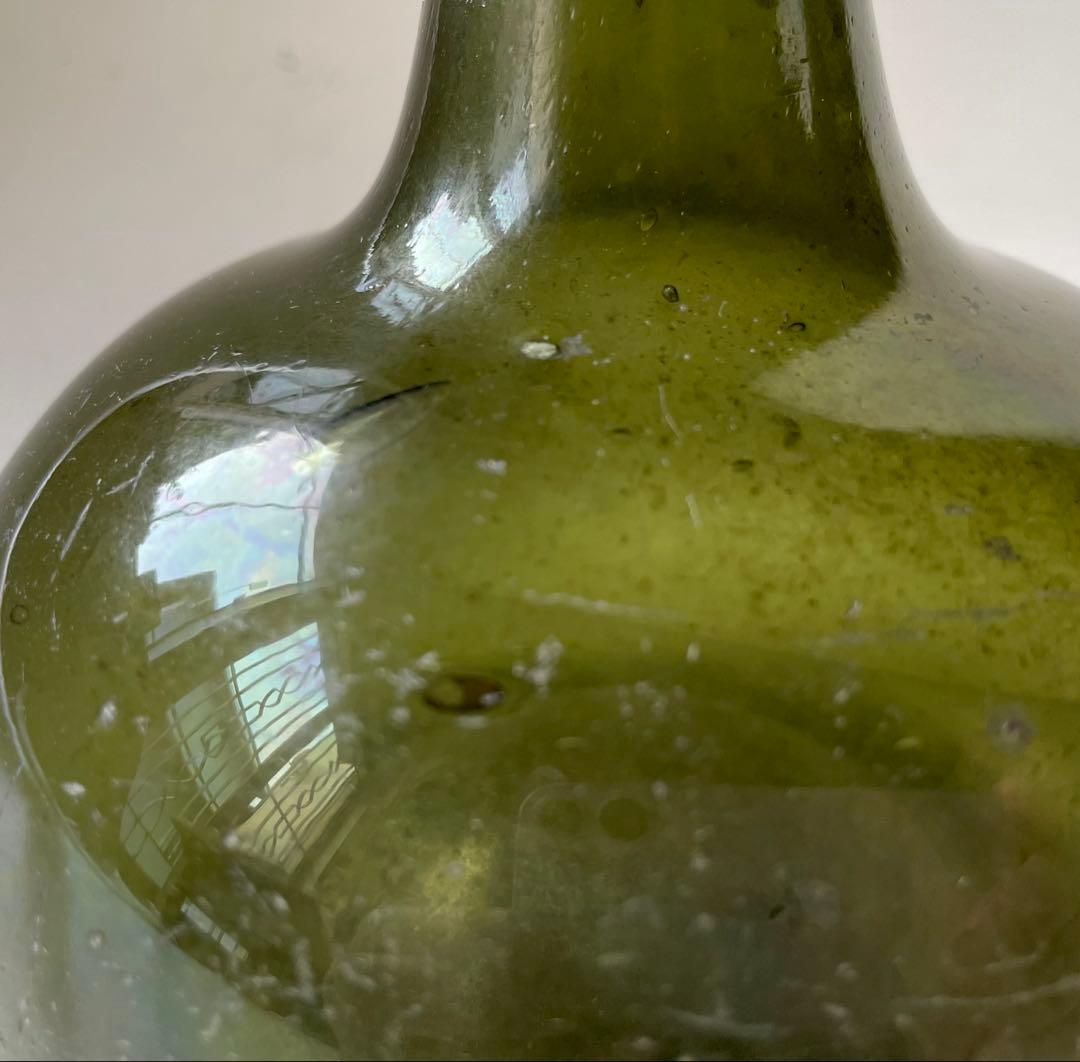 オランダ18世紀　オニオンボトル　ガラス瓶　アンティーク　古美術　民藝　花入