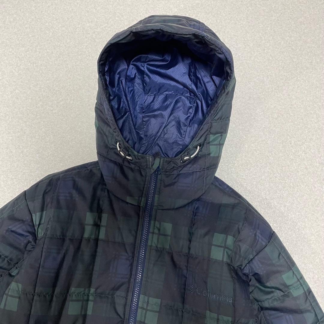 コロンビア hooded puffer jacket チェック　キルティング　S