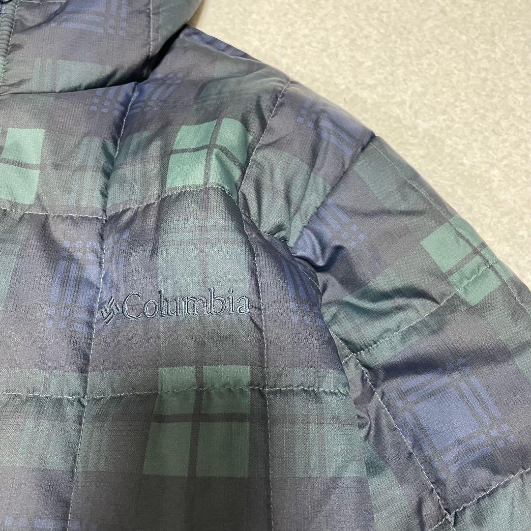 コロンビア hooded puffer jacket チェック　キルティング　S