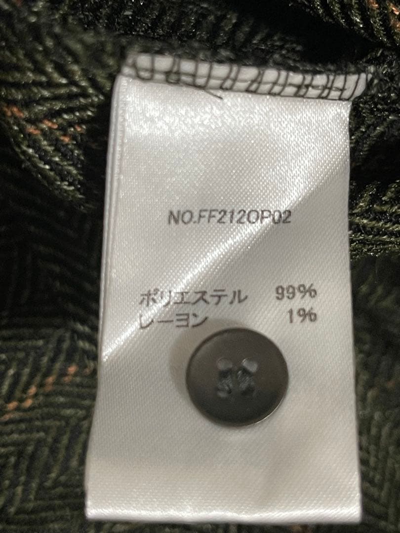 美品foufou フーフー オープンカラーヘリンボーンワンピース1