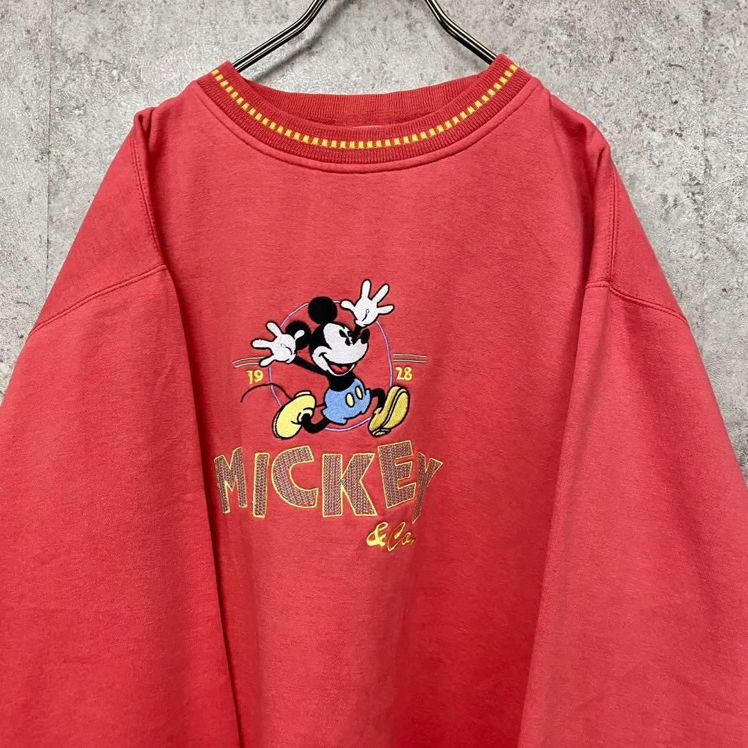 レア90s USA古着◯ディズニー ミッキー刺繍スウェットトレーナー メンズL