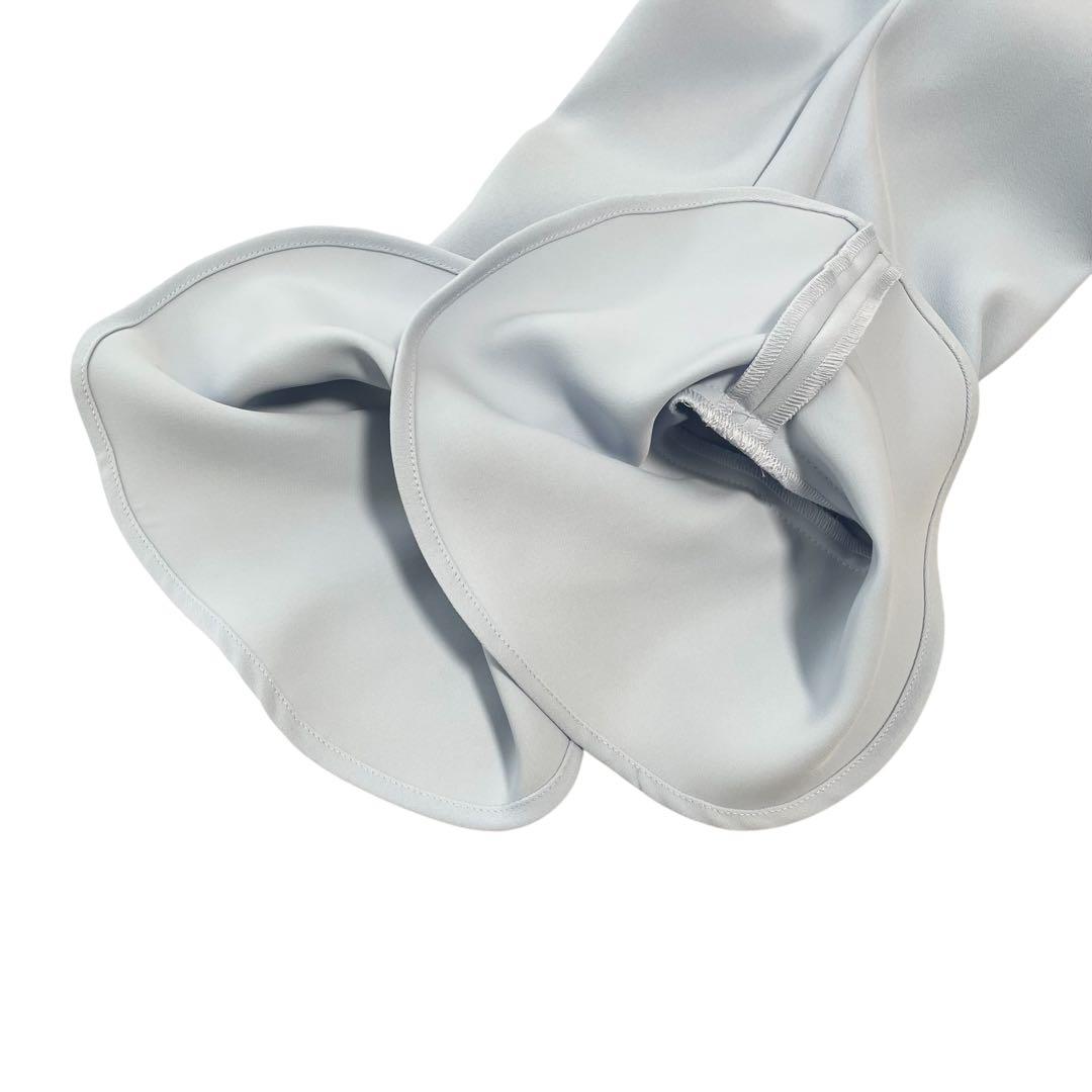 未使用級✨ ヨーコチャン フレアスリーブバックプリーツドレス ワンピース ブルー