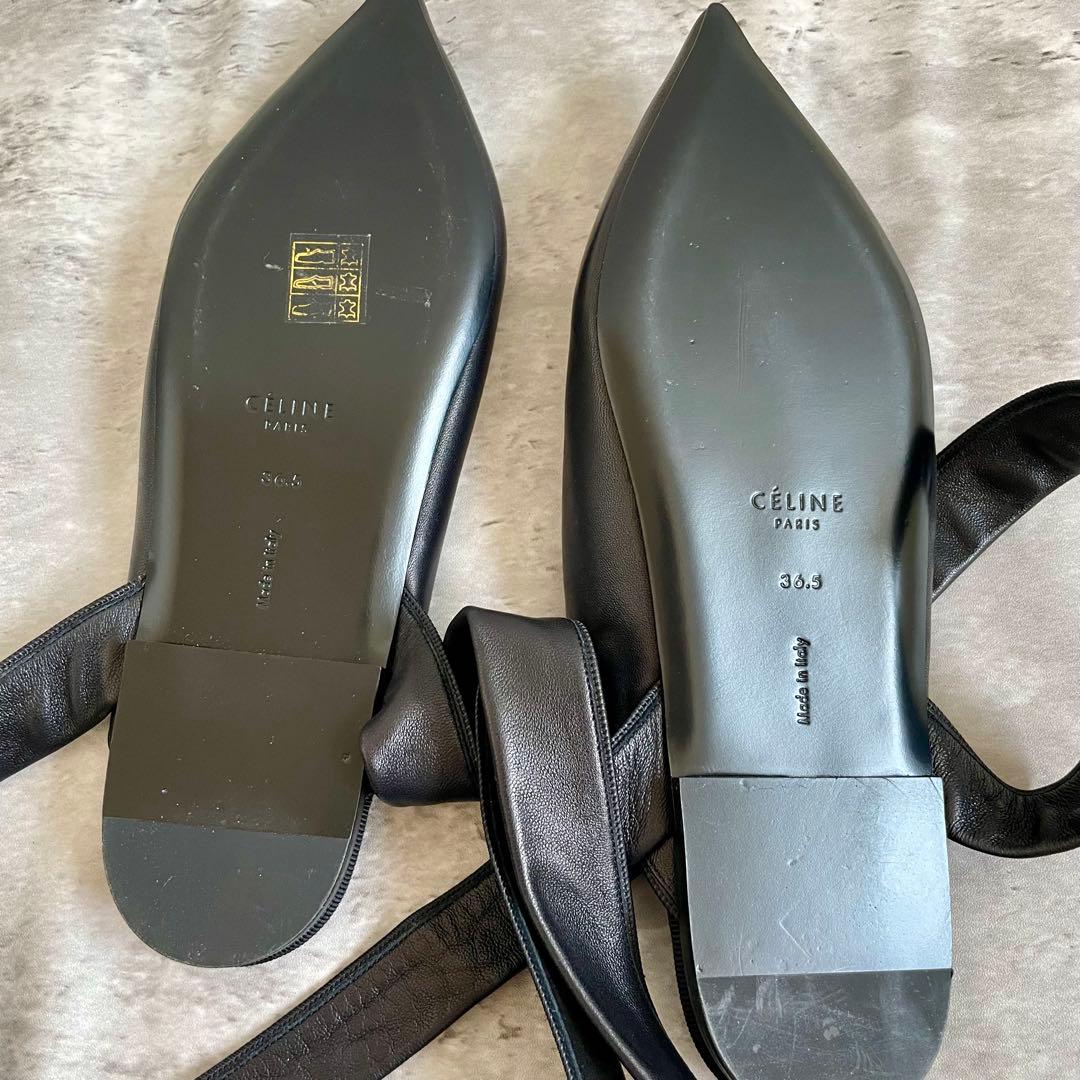 美品 セリーヌ ミュール フラットシューズ リボン 36.5 23㎝