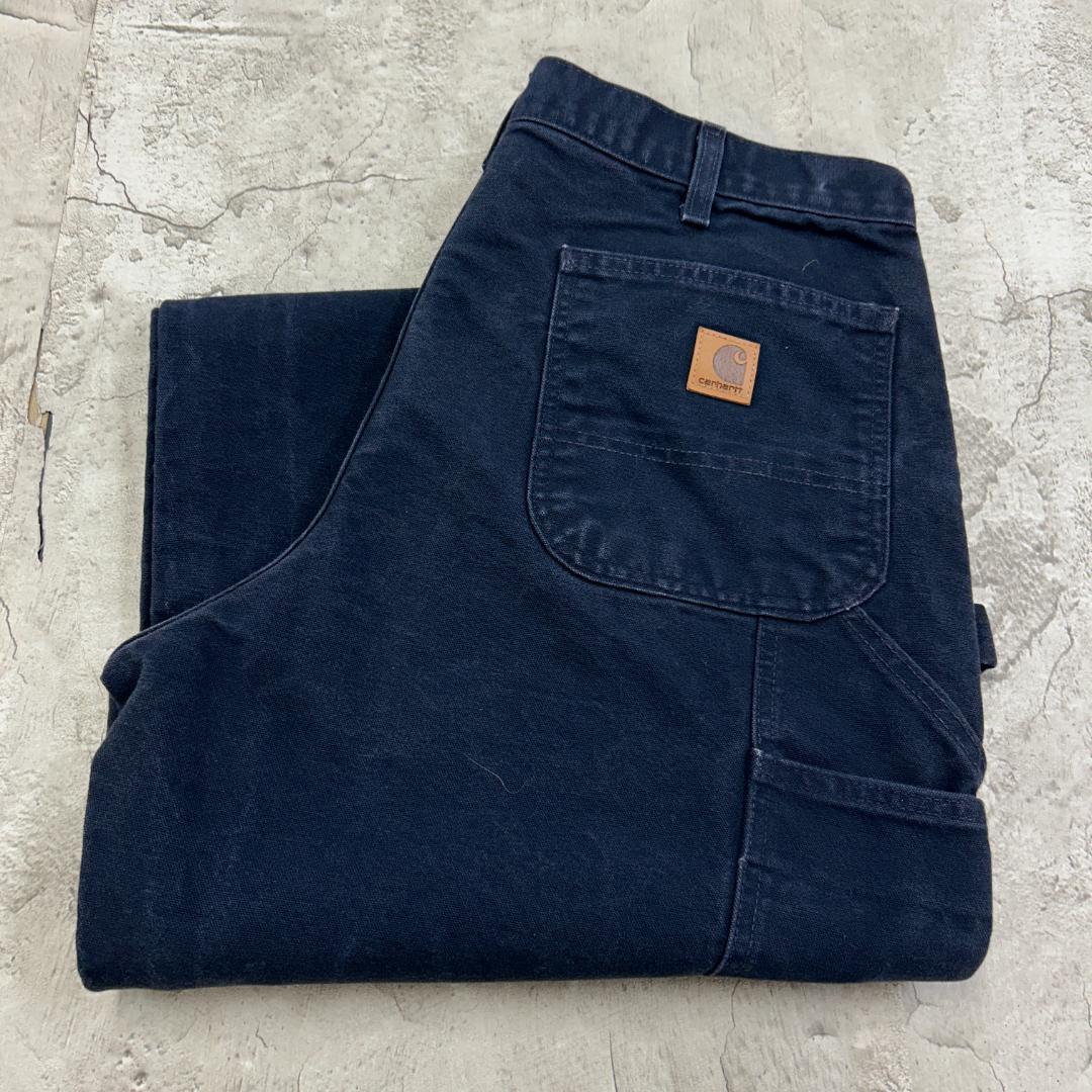 h*読様 カーハート　ダック　ペインターパンツ　ダンガリーフィット　古着　ネイビ