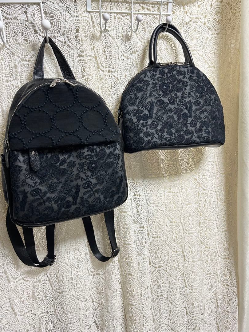 専用　ミナペルホネンハーフハンドメイド本革リュック　セレブレイト＆タンバリン