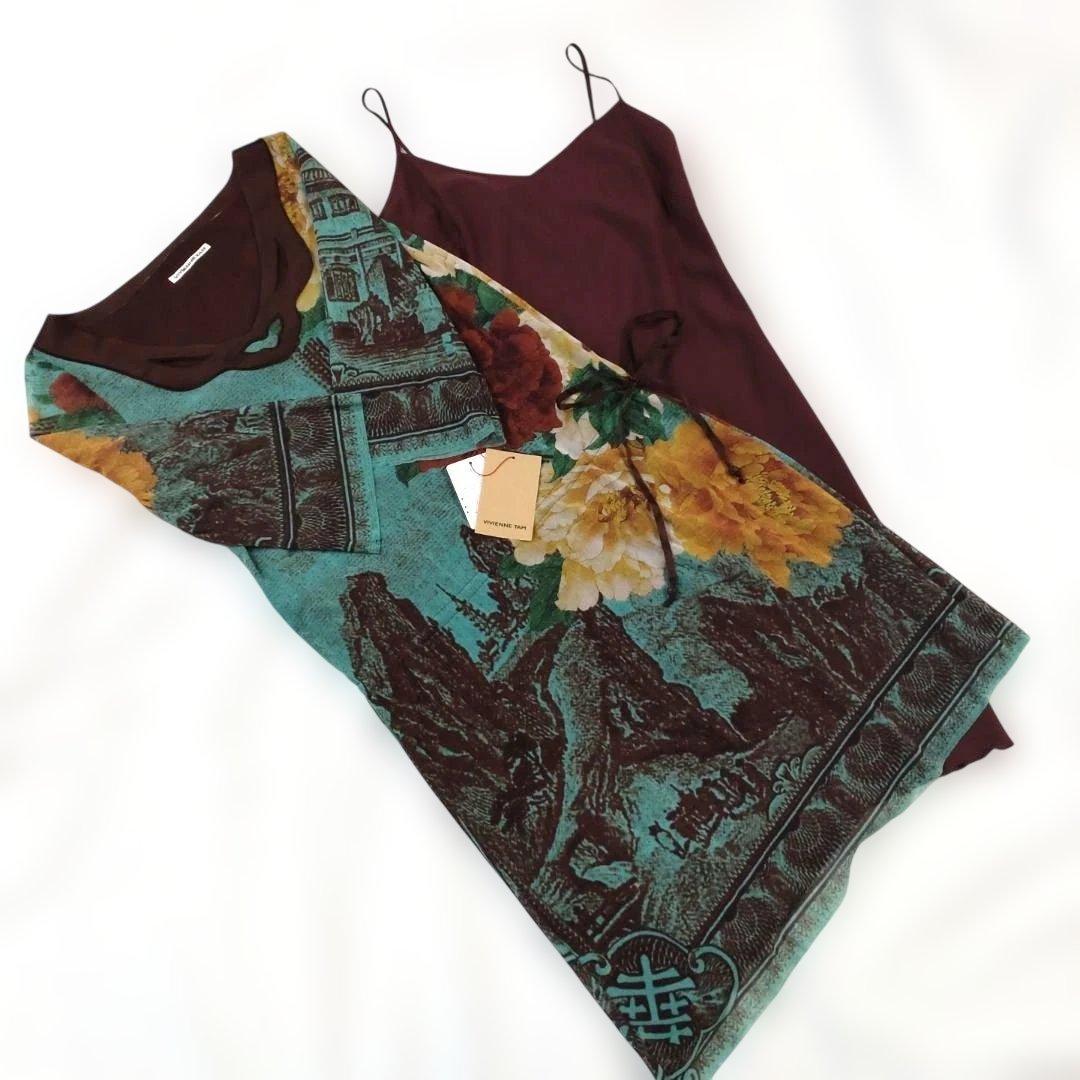 VIVIENNE TAM 花柄プリント 五分袖 チュニック　タグ付き