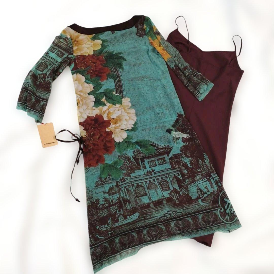 VIVIENNE TAM 花柄プリント 五分袖 チュニック　タグ付き