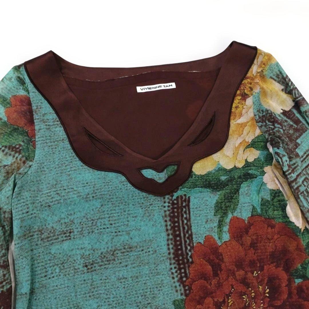 VIVIENNE TAM 花柄プリント 五分袖 チュニック　タグ付き