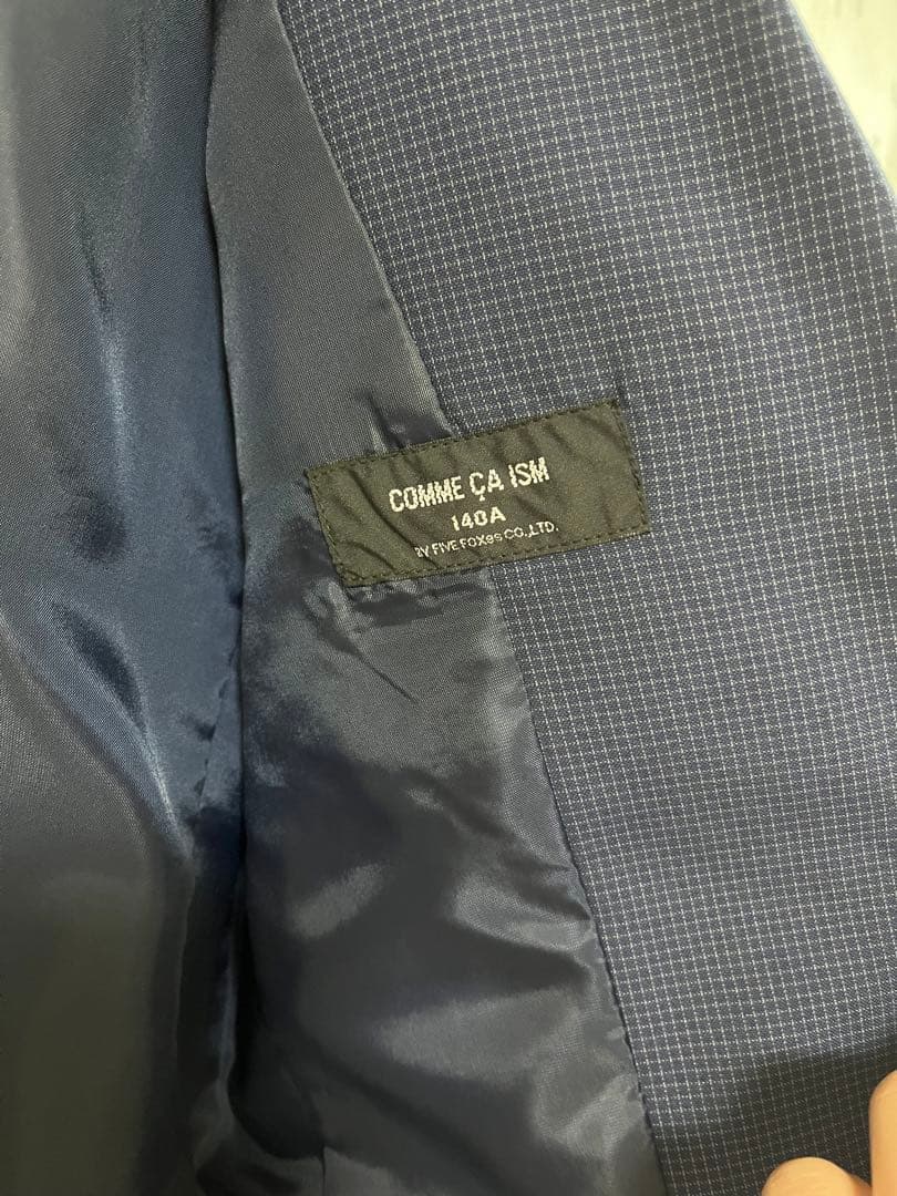 コムサイズム　マイクロチェック柄スーツ　140㌢　シャツネクタイセット