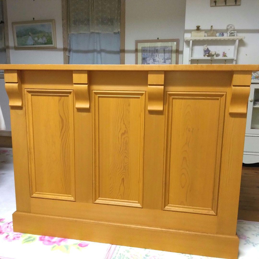 美品　ショップカウンター♥パイン材無垢　収納スペース最大