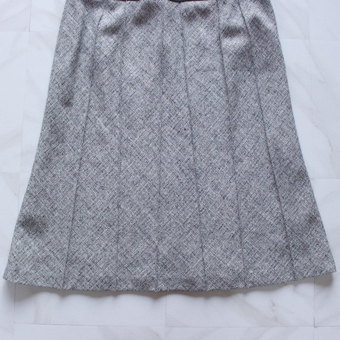 【大きいサイズ】23区 セットアップ 48 スカート ツイード リボン グレー