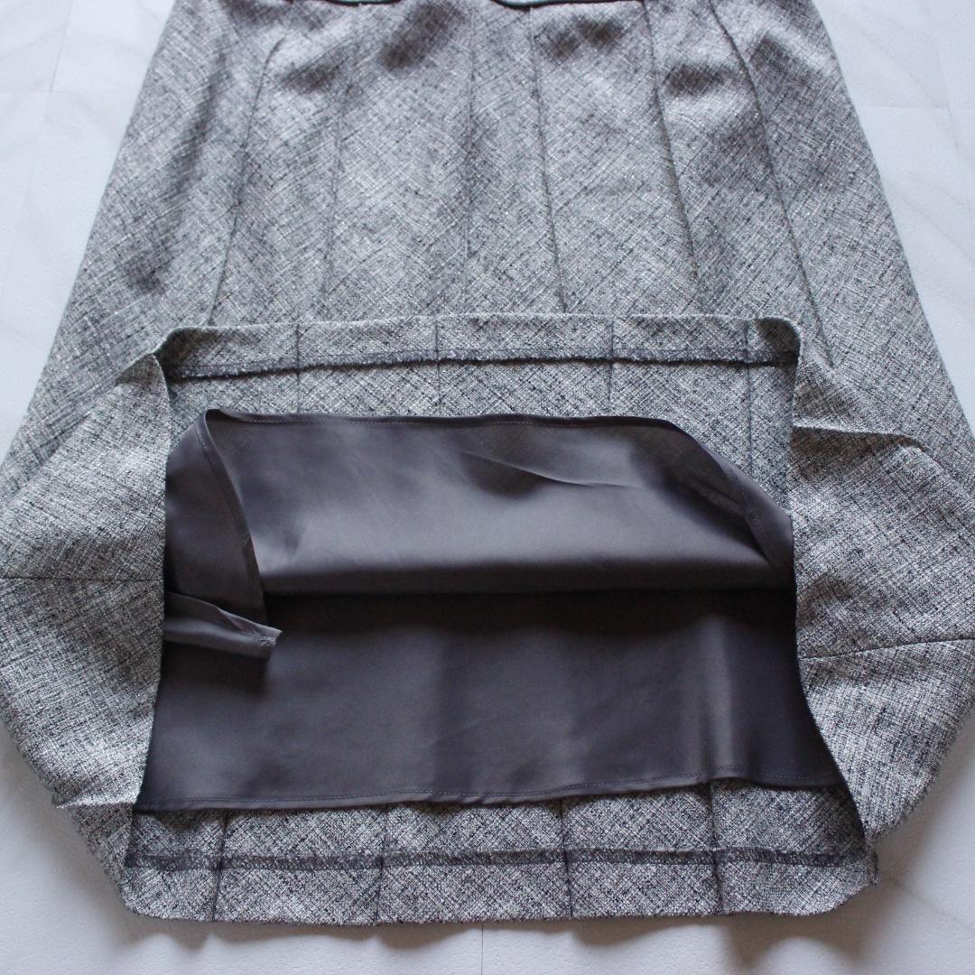 【大きいサイズ】23区 セットアップ 48 スカート ツイード リボン グレー